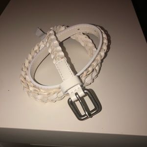 American eagle white braided thin belt